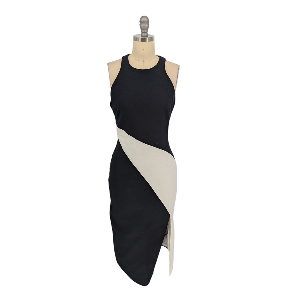 00358 Elizabeth and James Colorblock Sheath Dress Black White size 6 business